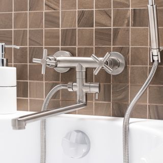 Смеситель для ванны с душем РМС SUS124-140P нержавеющая сталь